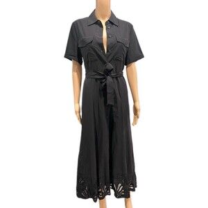 Zara Black Midi Dress with Lace Hem